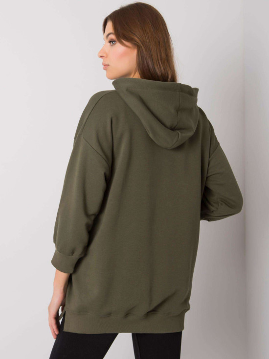 Pulover khaki din bumbac cu buzunare