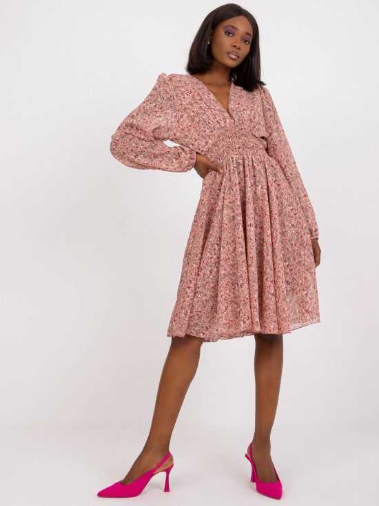 Rochie midi roz cu flori