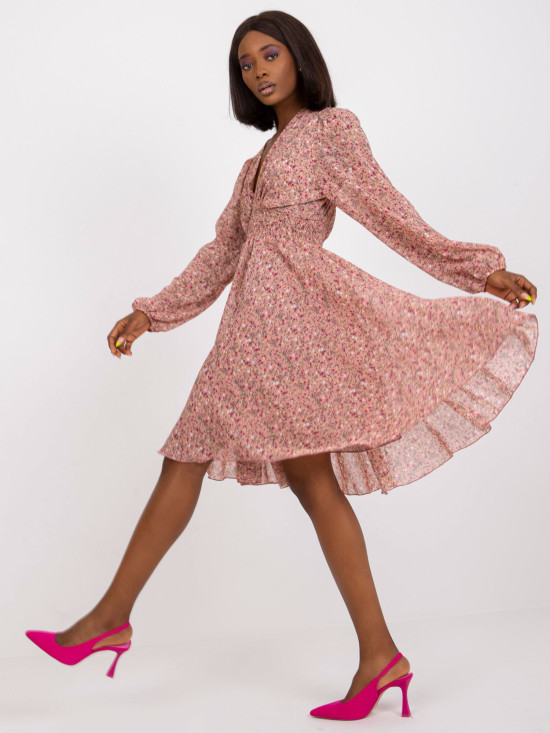 Rochie midi roz cu flori