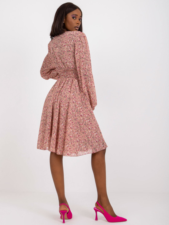 Rochie midi roz cu flori