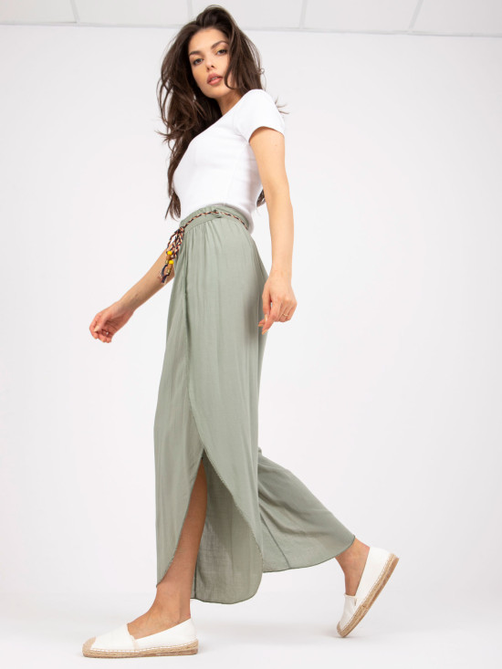 Pantaloni khaki stilati cu talie înaltă