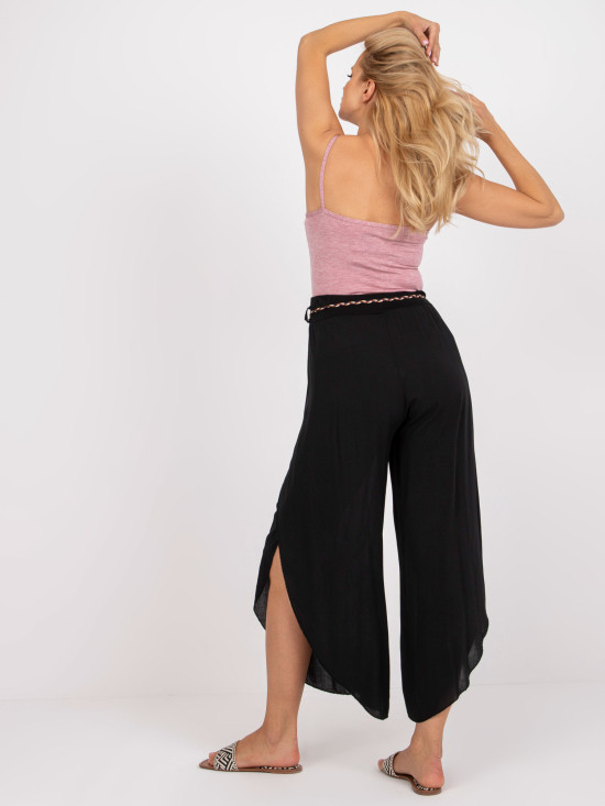 Pantaloni eleganți negri cu talie înaltă