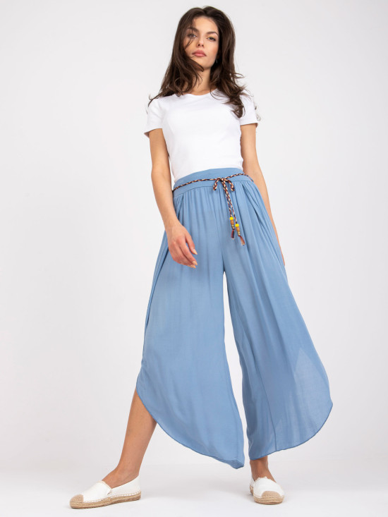 Pantaloni eleganți albaștri cu talie înaltă