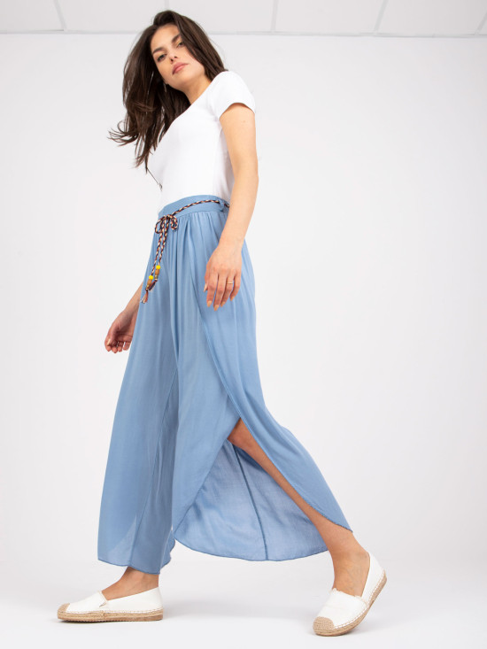 Pantaloni eleganți albaștri cu talie înaltă