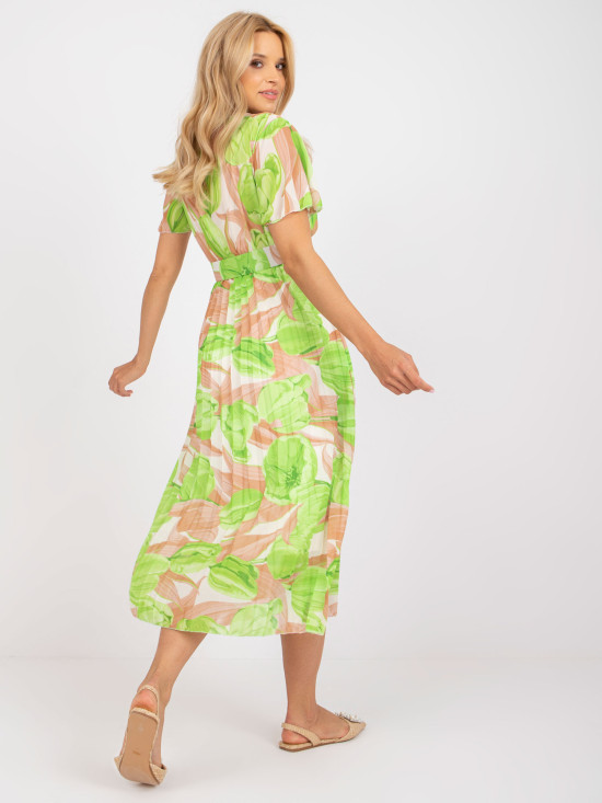 Rochie midi cu flori în verde deschis