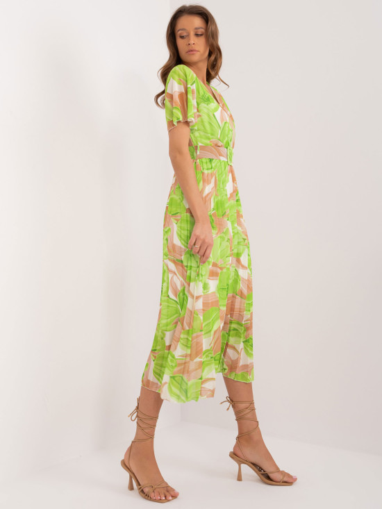 Rochie midi cu flori în verde deschis