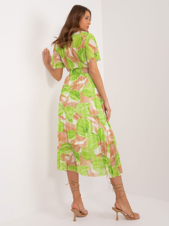 Rochie midi cu flori în verde deschis