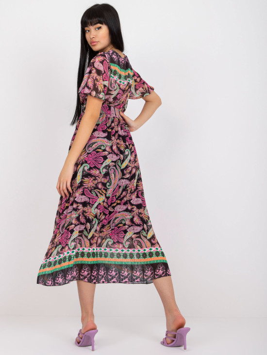 Rochie midi evazată cu model floral
