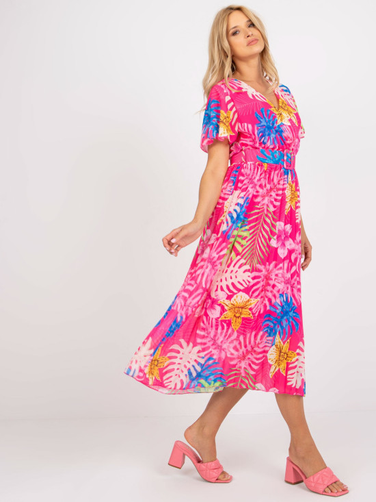 Rochie midi elegantă în roz închis