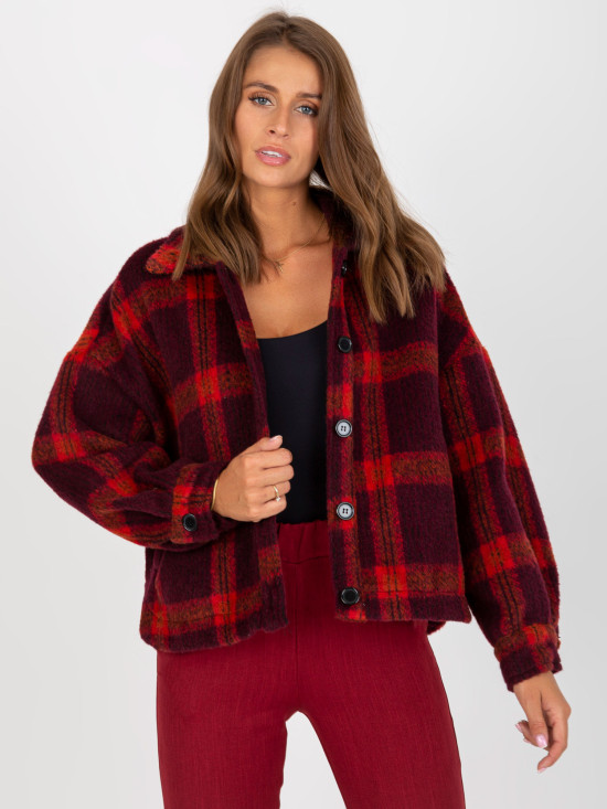 Cămașă damă bordo cu model în carouri