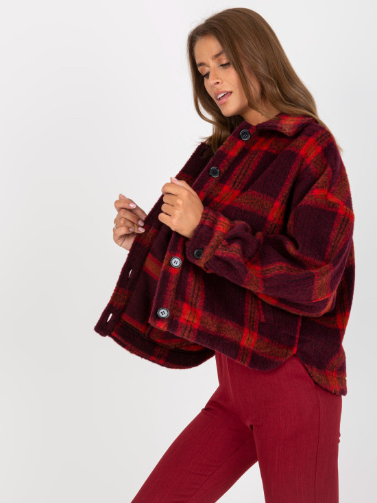 Cămașă damă bordo cu model în carouri