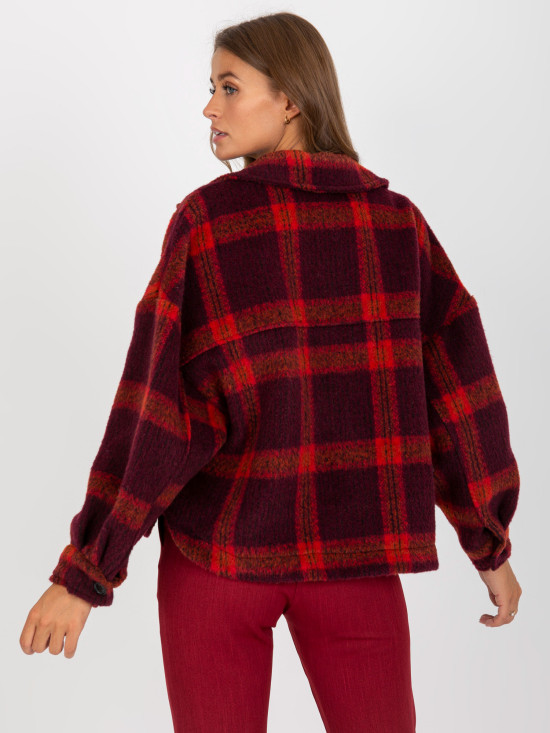 Cămașă damă bordo cu model în carouri