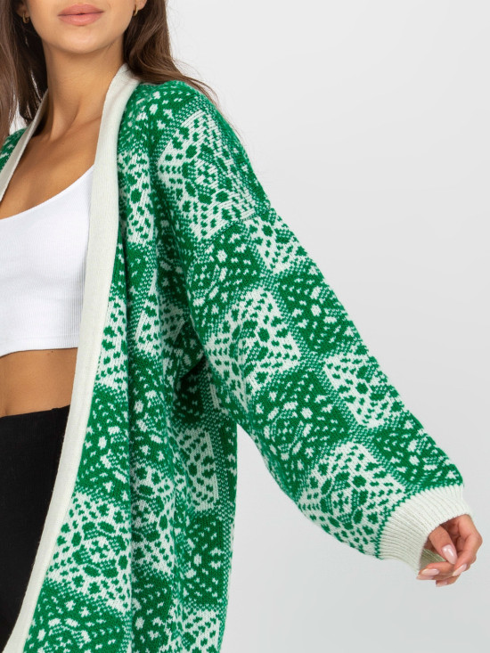 Cardigan damă alb-verde RUE PARIS