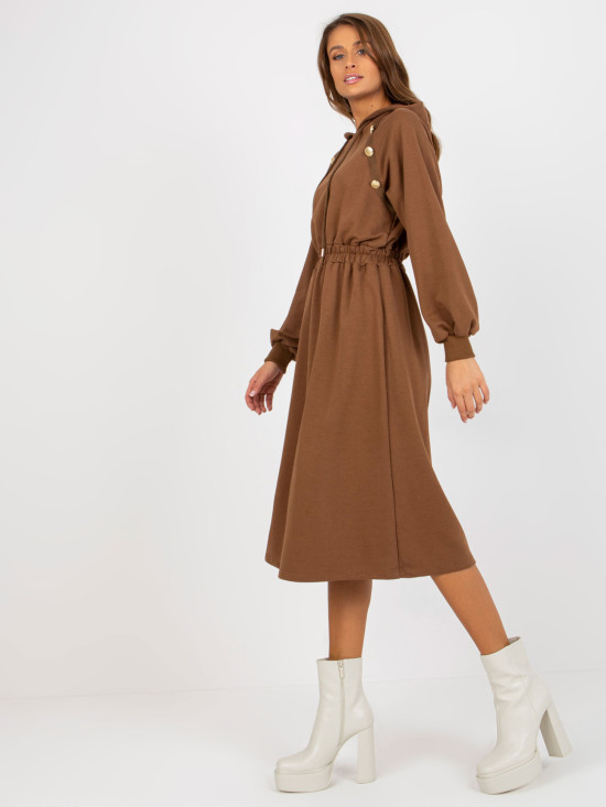Rochie maro din bumbac cu glugă