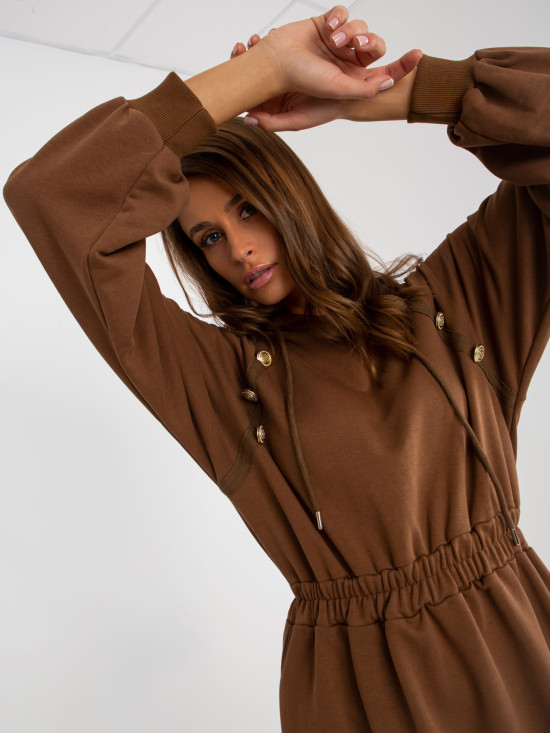 Rochie maro din bumbac cu glugă