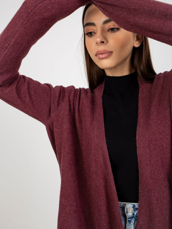 Cardigan asimetric scurt bordo fără închidere