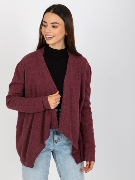 Cardigan asimetric scurt bordo fără închidere