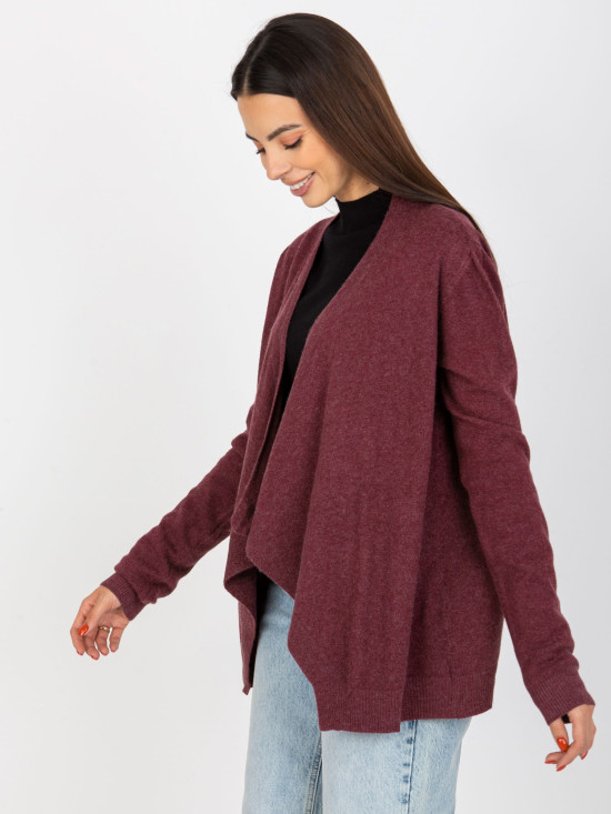 Cardigan asimetric scurt bordo fără închidere
