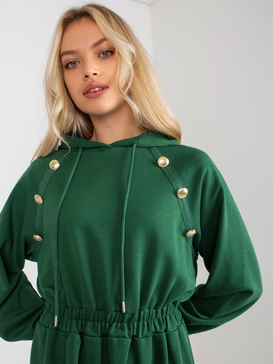 Rochie sport verde închis cu glugă