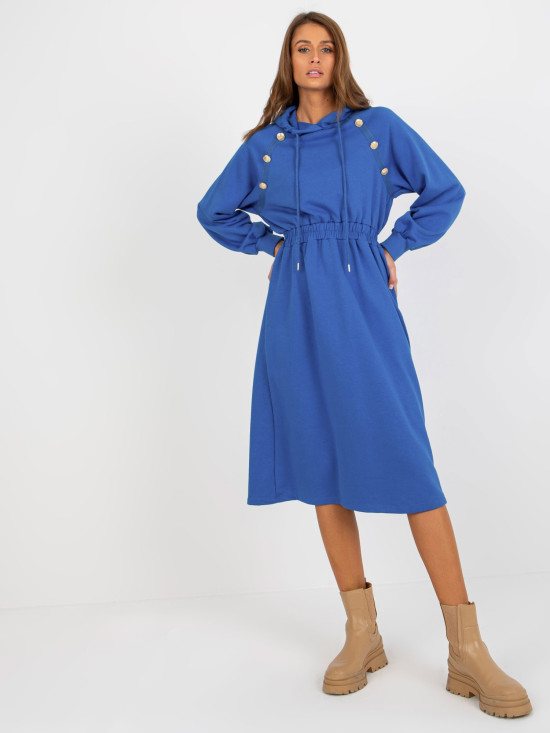 Rochie din bumbac bleumarin cu nasturi