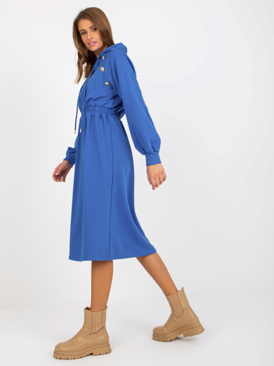 Rochie din bumbac bleumarin cu nasturi