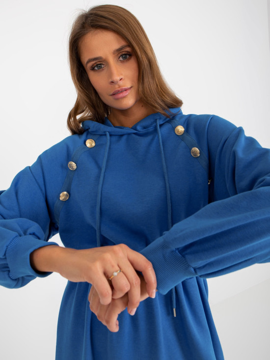 Rochie din bumbac bleumarin cu nasturi