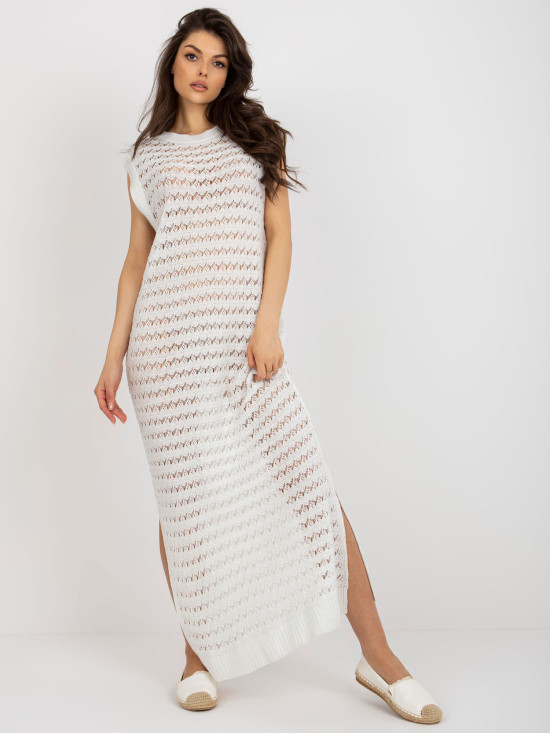 Rochie maxi albă de plajă cu fante