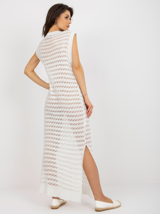 Rochie maxi albă de plajă cu fante