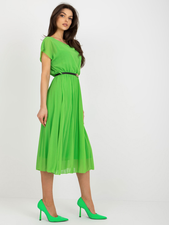Rochie plisată verde deschis din viscoză