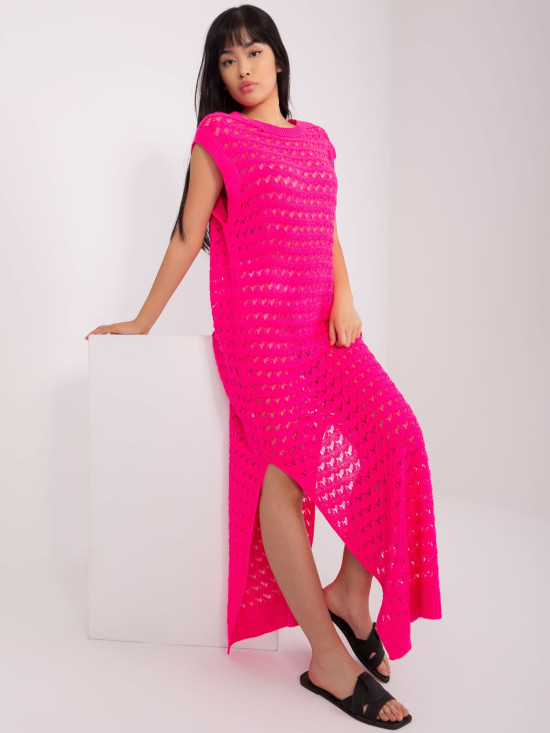 Rochie de vară roz fluorescent fără mâneci