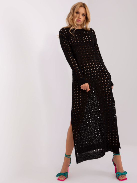 Rochie maxi de plajă neagră cu fante
