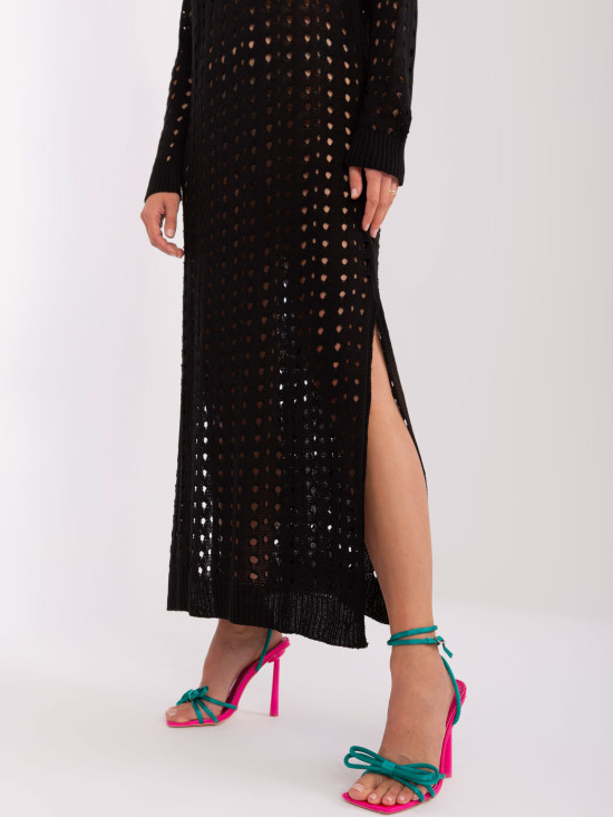 Rochie maxi de plajă neagră cu fante