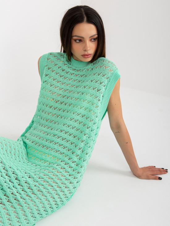Rochie maxi tricotată în culoare mentă