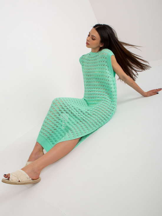 Rochie maxi tricotată în culoare mentă