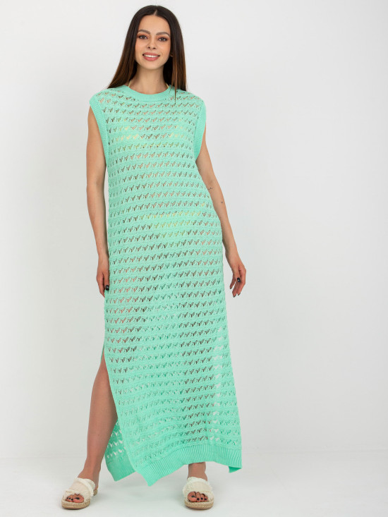 Rochie maxi tricotată în culoare mentă