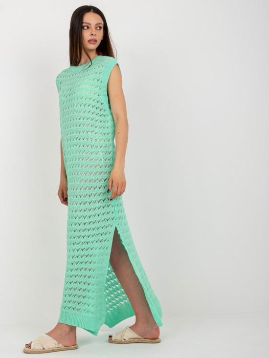 Rochie maxi tricotată în culoare mentă