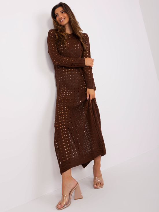 Rochie maxi tricotată maro închis