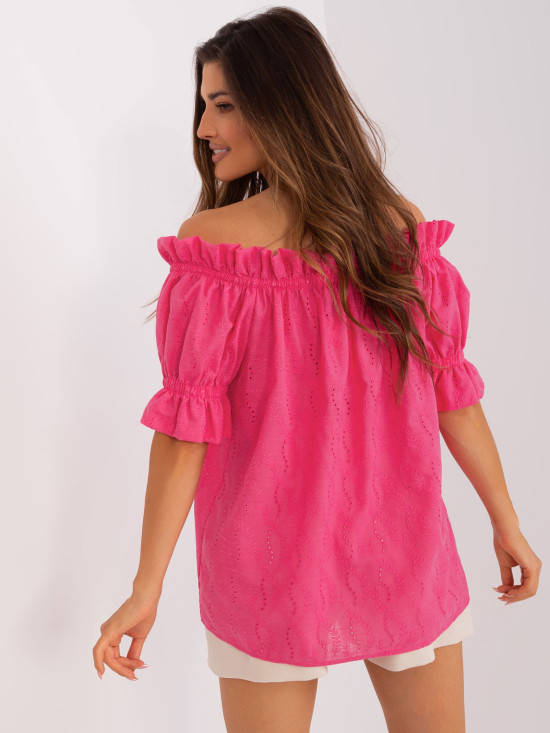 Bluză roz închis cu model așezat