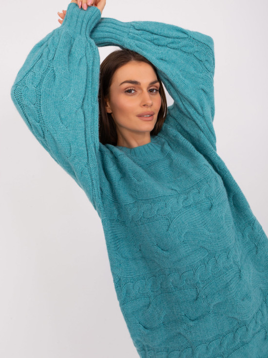 Rochie tricotată oversize turcoaz
