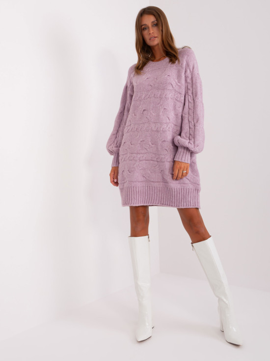 Rochie tricotată oversized de culoare lila deschis