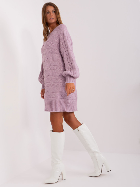 Rochie tricotată oversized de culoare lila deschis