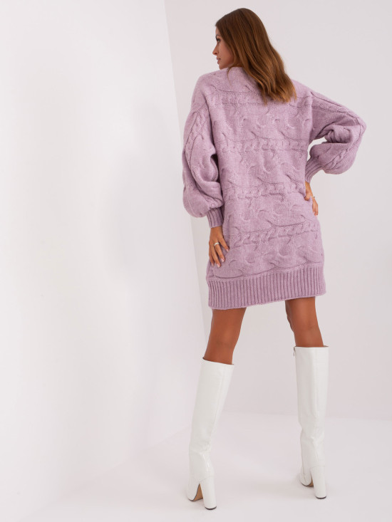 Rochie tricotată oversized de culoare lila deschis