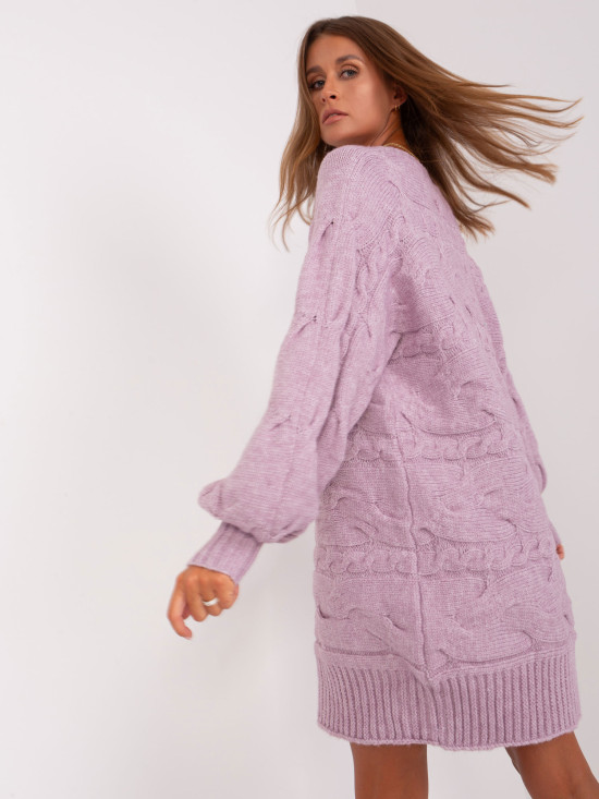 Rochie tricotată oversized de culoare lila deschis