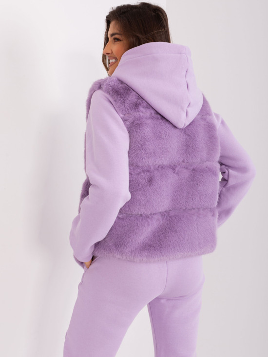 Vesta damă lila deschis din blană sintetică