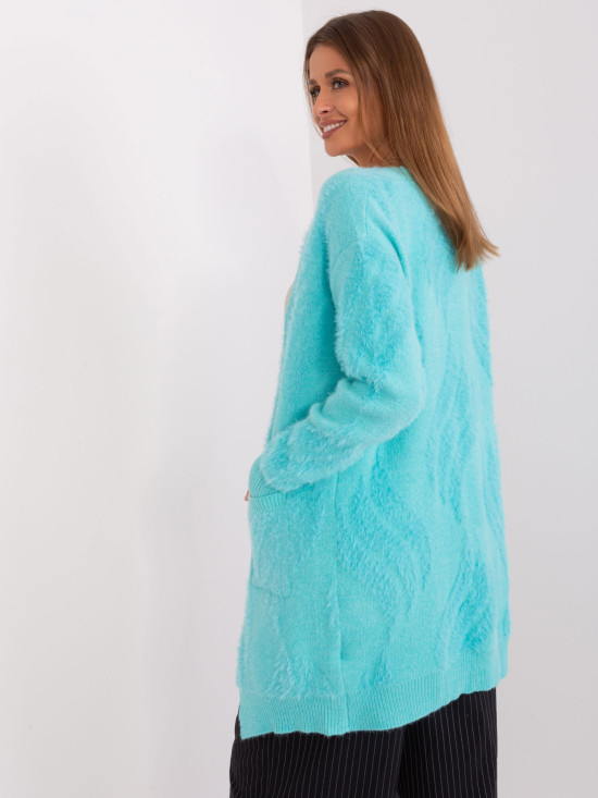 Cardigan mint cu model fără închidere