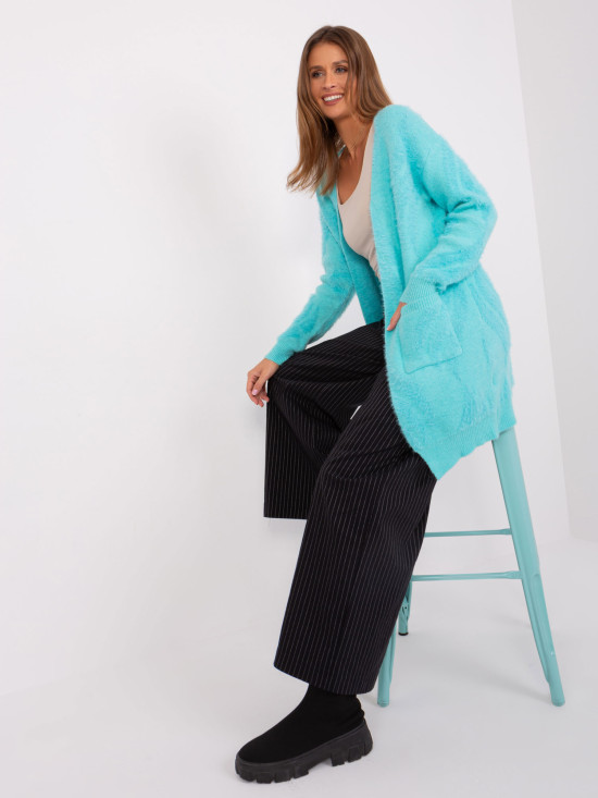 Cardigan mint cu model fără închidere