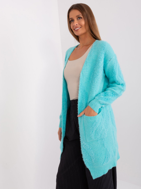 Cardigan mint cu model fără închidere