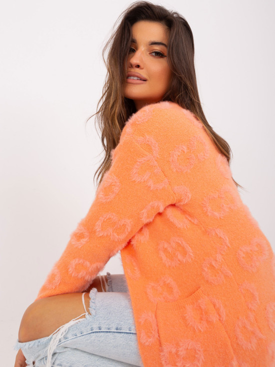 Cardigan portocalie cu buzunare