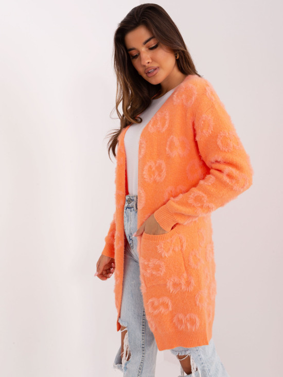 Cardigan portocalie cu buzunare