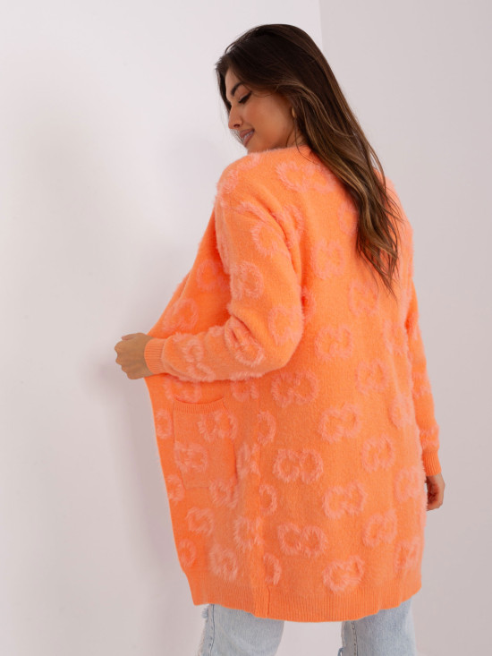 Cardigan portocalie cu buzunare